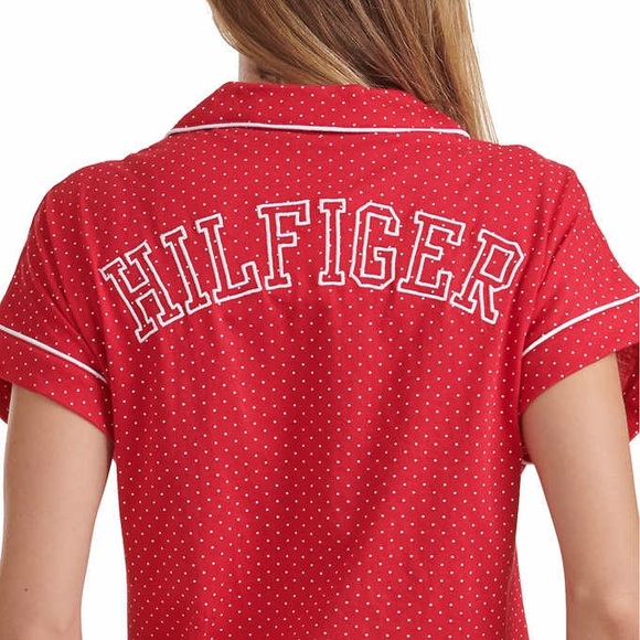 Tommy Hilfiger Red Pajama Set Short PJ Polka Dots - Picture 5 of 14